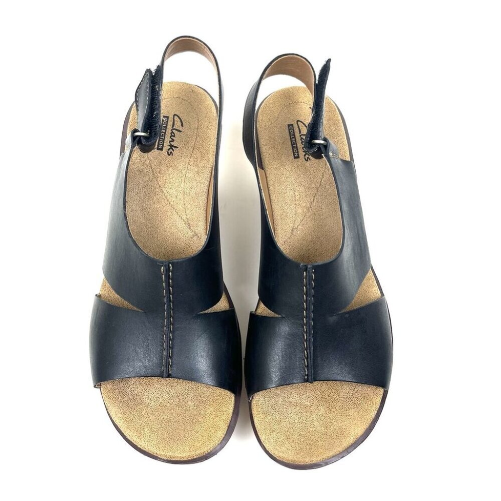 Clark’s Leather and Cork Platform Wedges